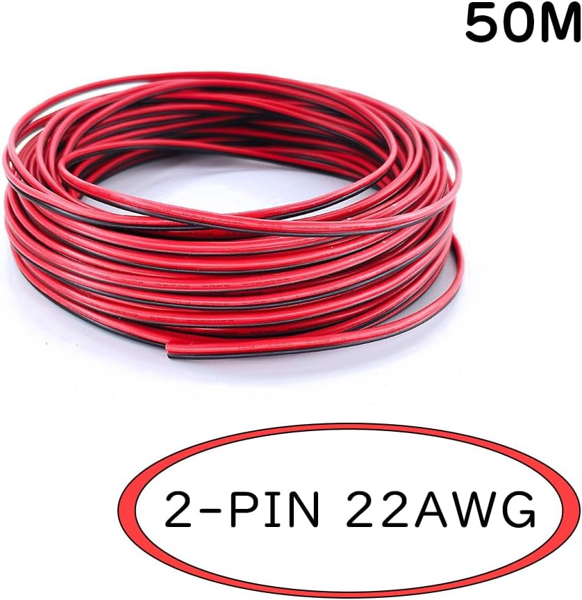 LEDテープライト用 22AWG 2Pin延長ケーブル 50m 電子工作・修理用