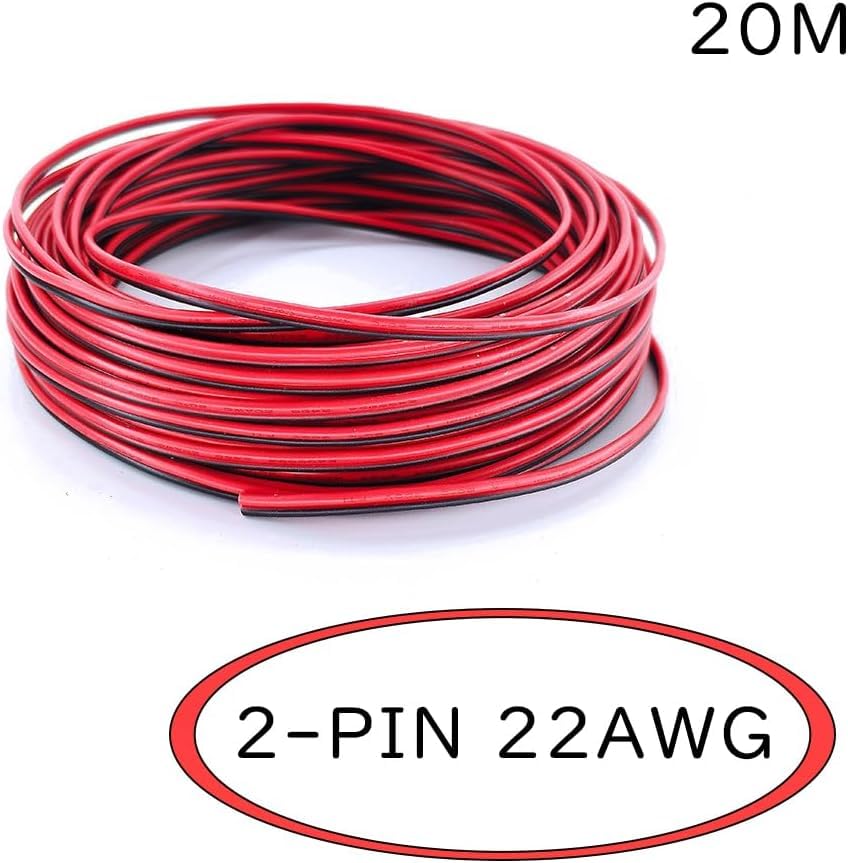 LEDテープライト用 22AWG 2Pin 接続ケーブル (20M) 電子工作 延長用