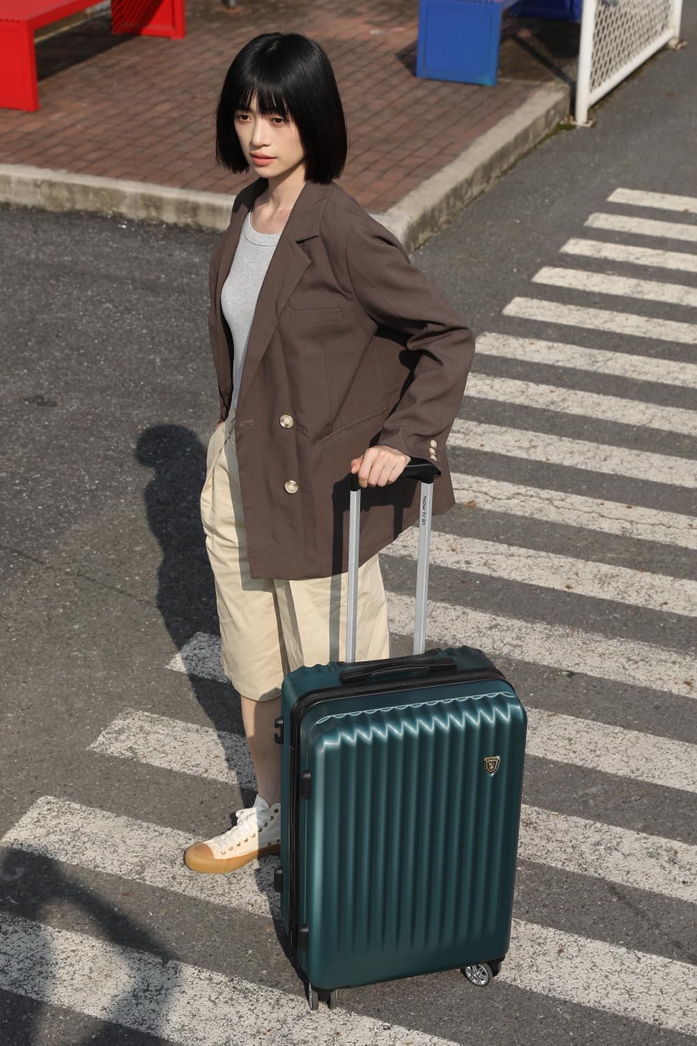 機内持ち込みスーツケース グリーン Lサイズ TSAロック付き 軽量 大容量 ダブルキャスター