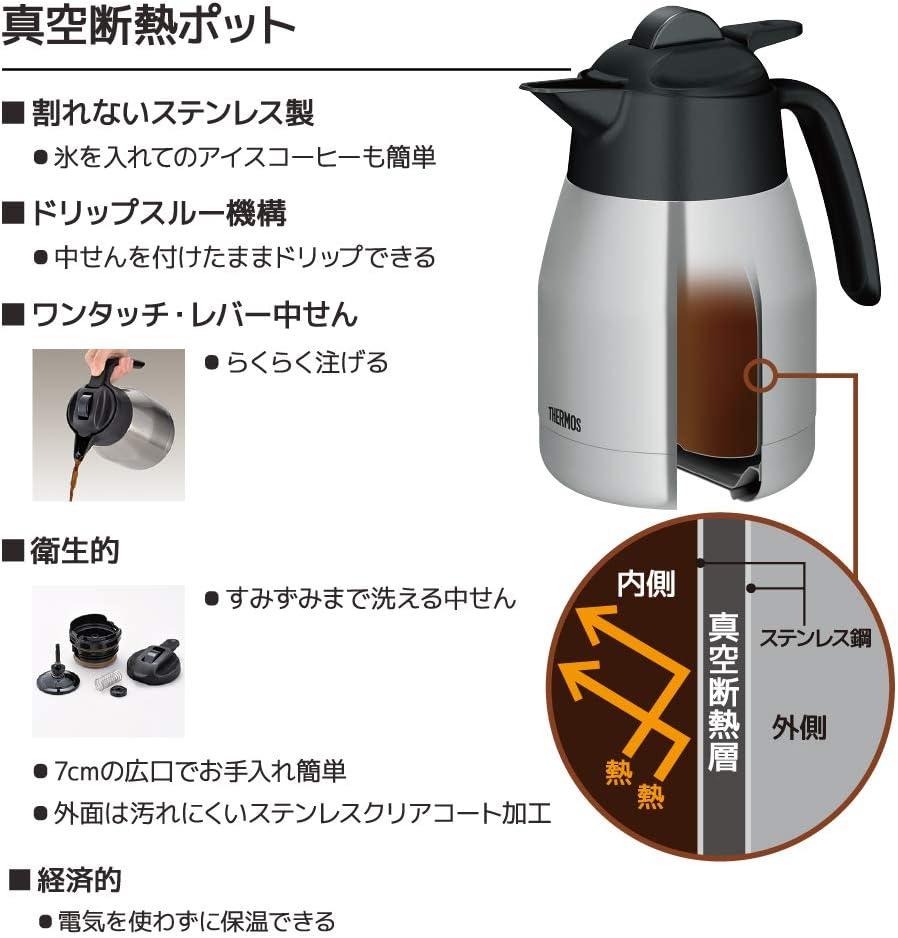 サーモス 真空断熱コーヒーポット 1L ホワイト ECK-1000 WH