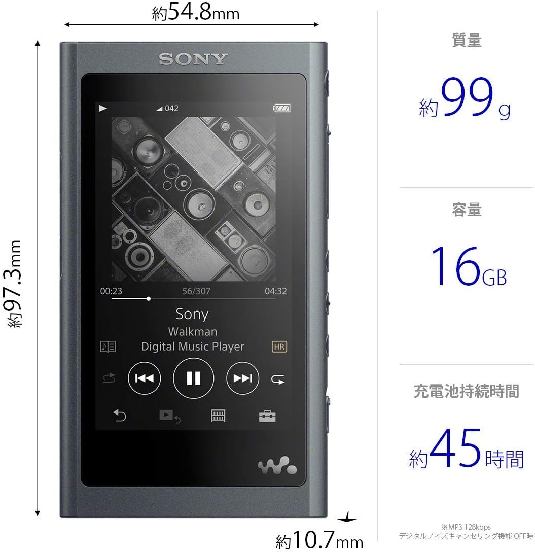 ハイレゾ対応 Bluetooth MP3プレーヤー Sony ウォークマン Aシリーズ 16GB NW-A55 (2018年モデル) グレイッシュブラック