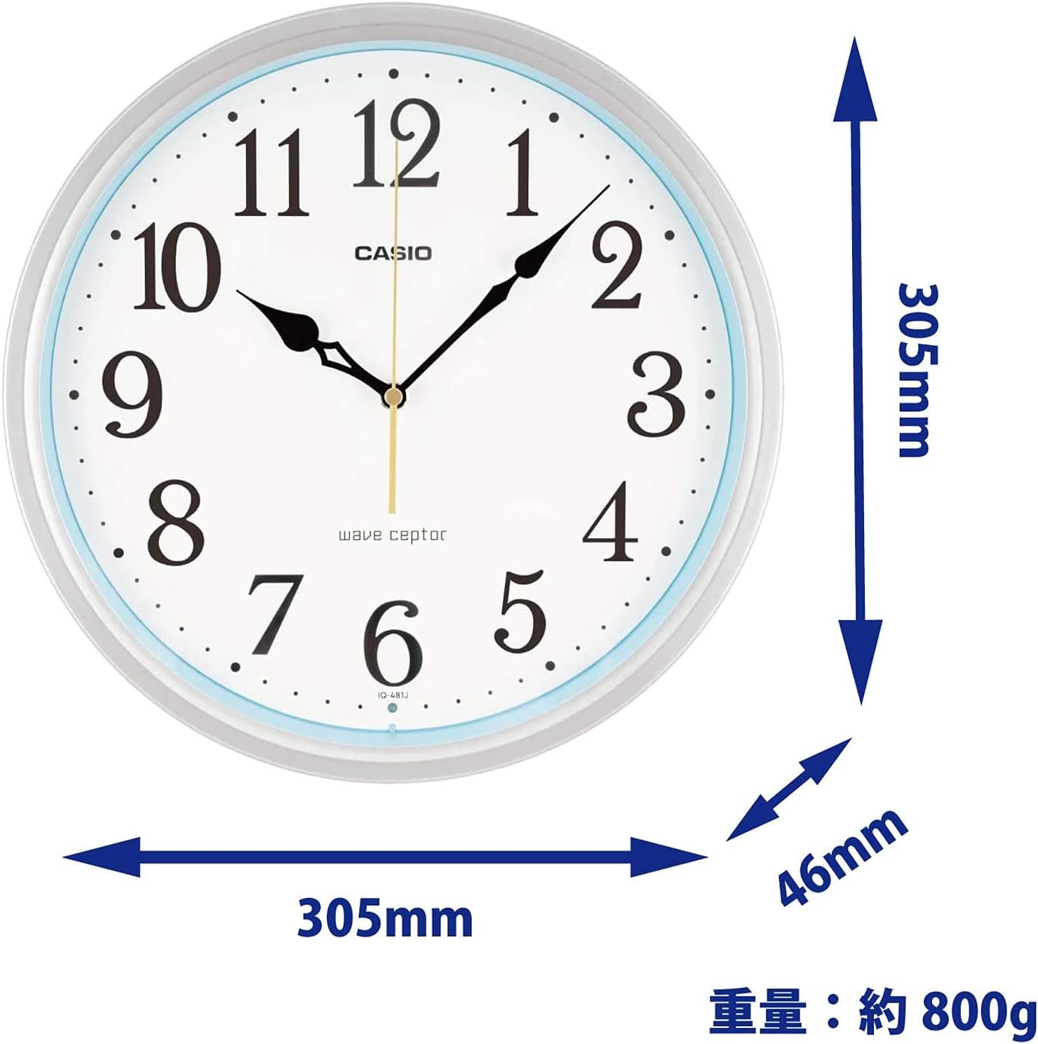 電波掛け時計 シルバーアナログ 夜間秒針停止モデル CASIO IQ-481J-8JF