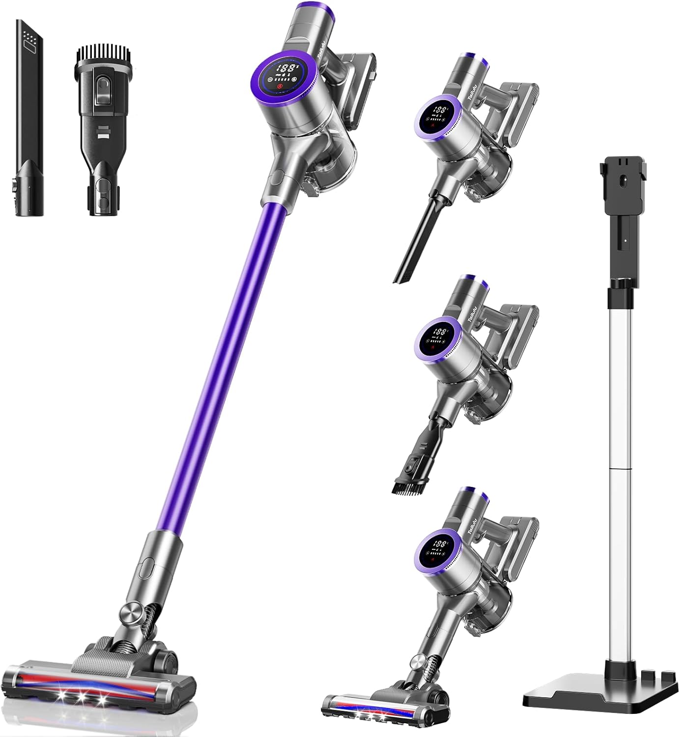 コードレス掃除機 55Kpa強力吸引 LEDディスプレイ付き 軽量・長時間稼働 2WAY HEPAフィルター 家庭用 PSE認証 2年保証
