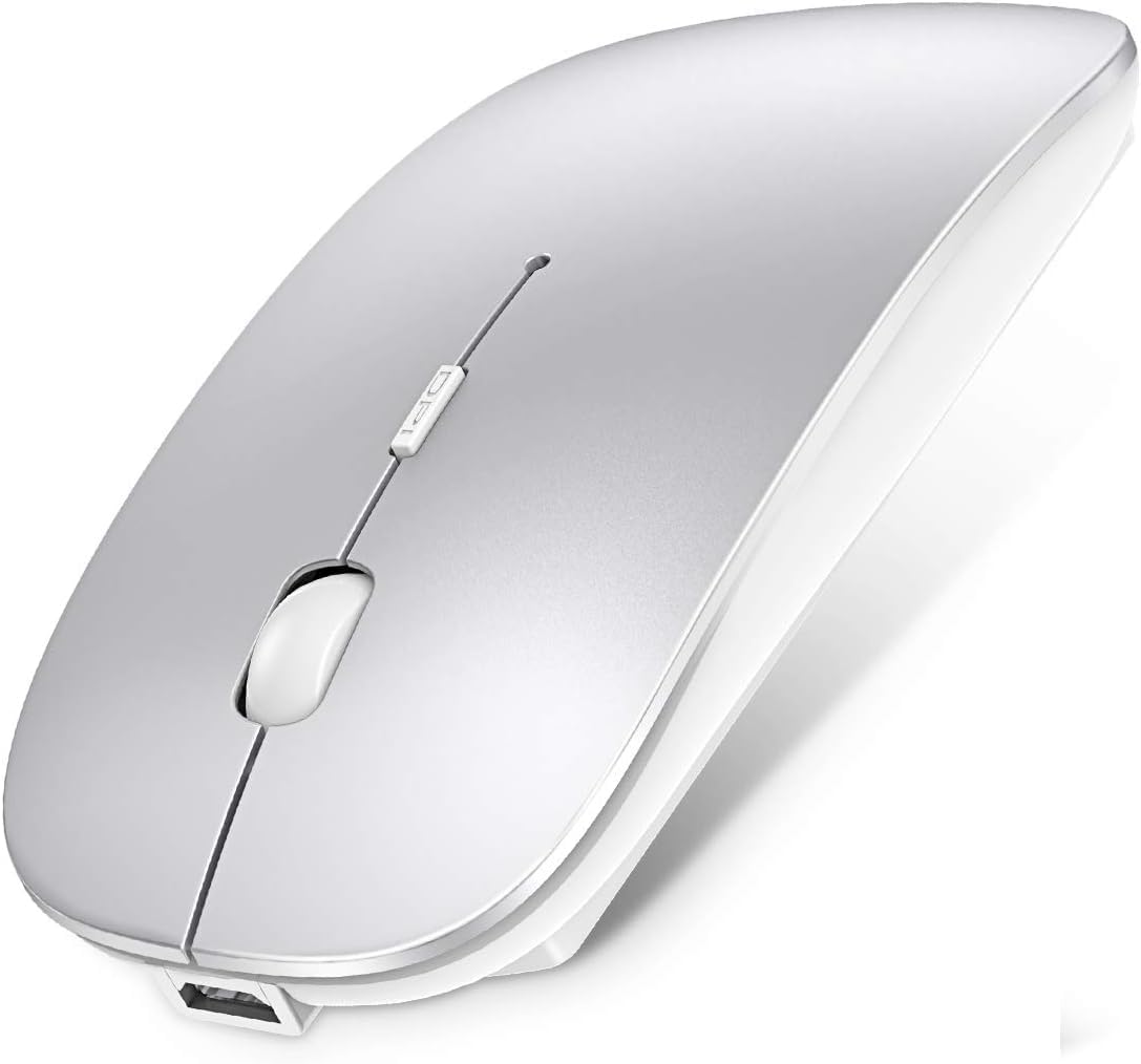 Bluetooth無線充電式静音マウス 超薄型 省エネ 3DPIモード (シルバー)