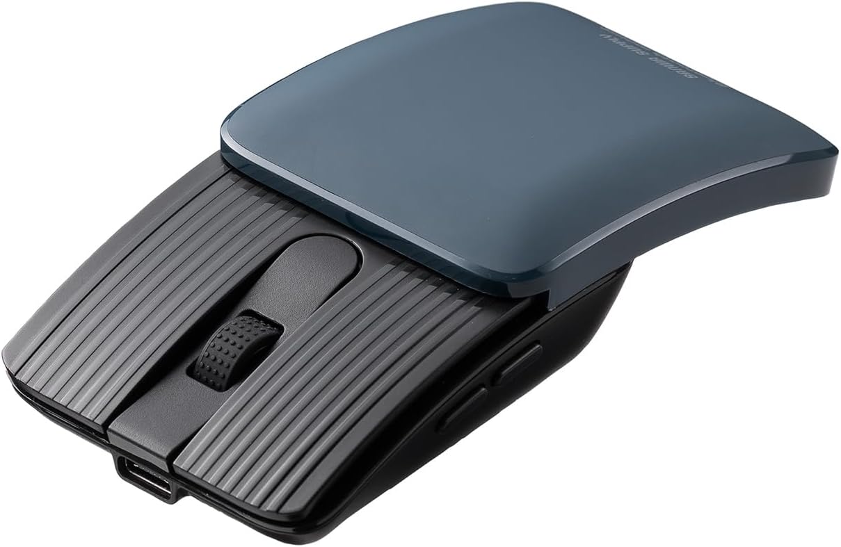 コンパクトBluetooth静音マウス 充電式・ポーチ付き 5ボタン Mac/iPad/iPhone対応 ブルー 400-MABT206BL