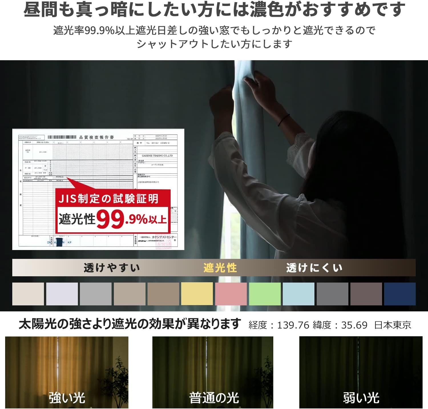 ライトブルー 1級遮光カーテン 4枚セット 防音・断熱・目隠し 寝室・リビング用 100×210cm