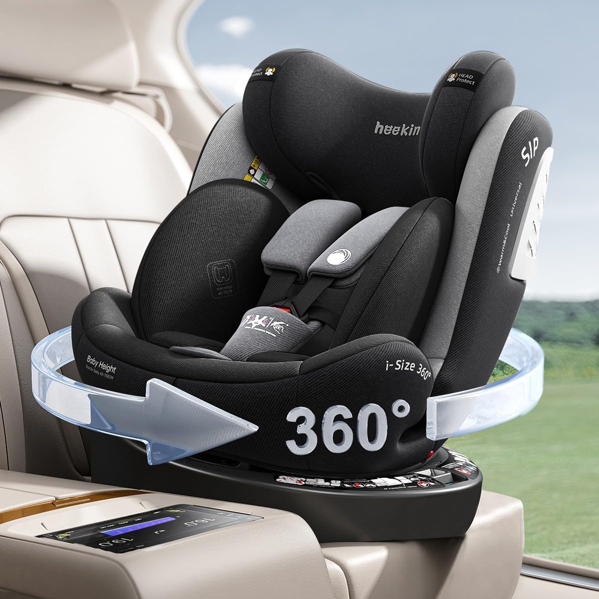 新生児から12歳対象 360°回転式 ISFIX固定チャイルドシート ブラック R129適合