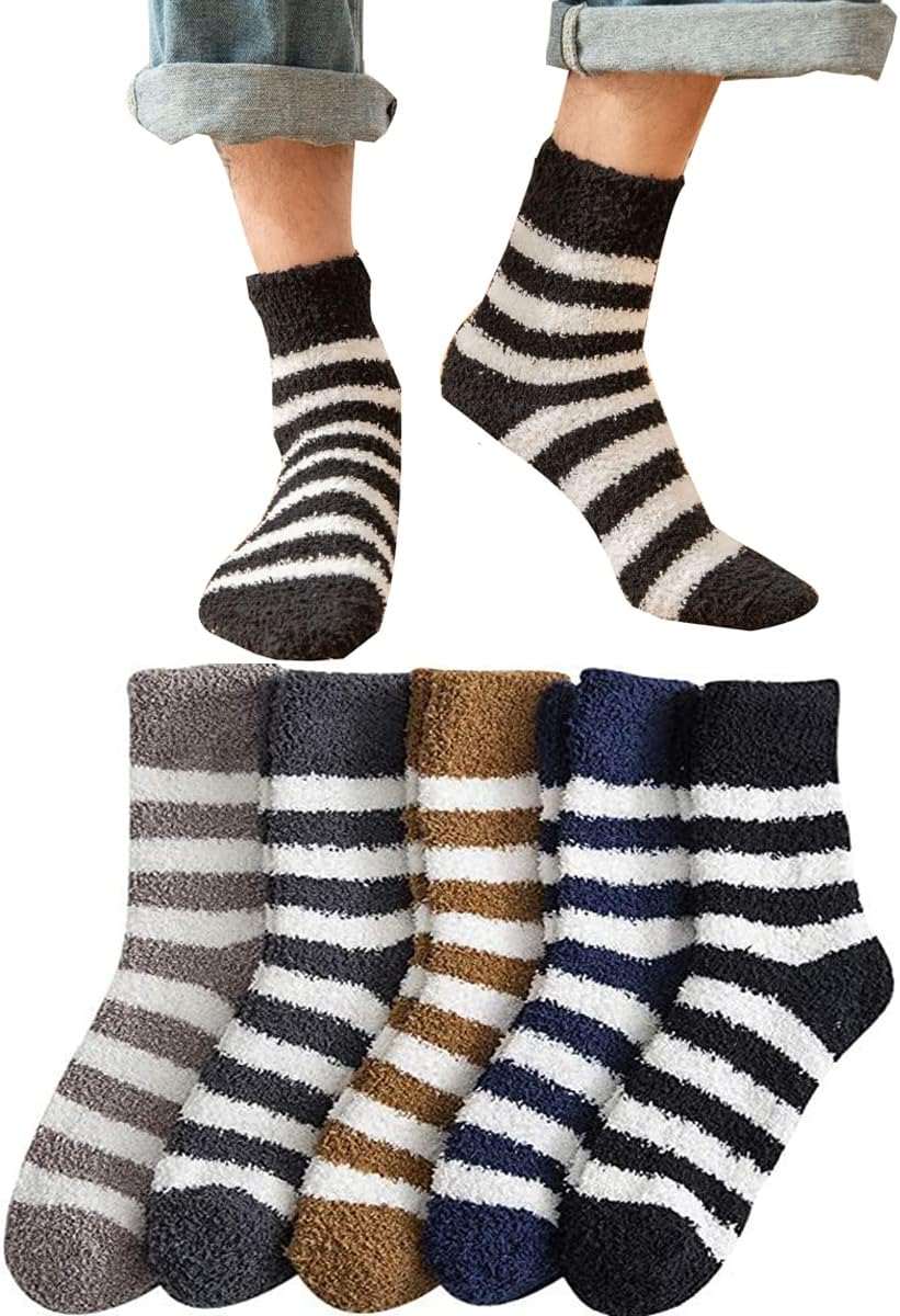 冬用 メンズ もこもこルームソックス 5足セット 防寒 厚手 24-27cm