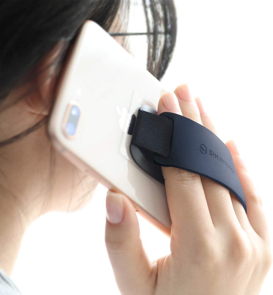 スマホスタンドグリップ 薄型シリコン製 落下防止 携帯電話対応 ブラック