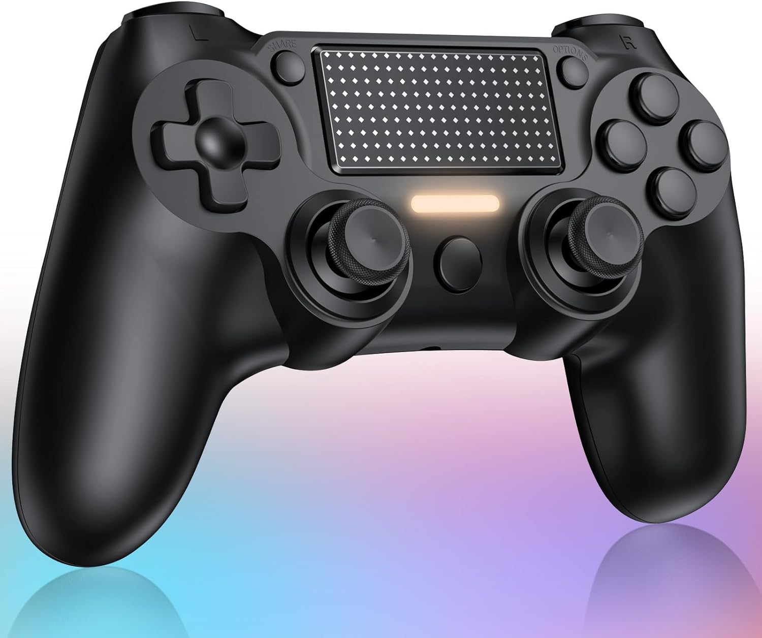 ワイヤレスP4コントローラー Bluetooth接続 1000mAh 高耐久ボタン ゲームパッド (ブラック)