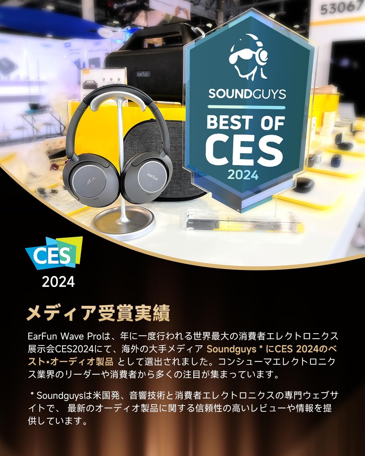 EarFun Wave Pro ワイヤレスヘッドホン Bluetooth 5.4 LDAC対応 ノイズキャンセリング 最大80時間再生 (ブラック)