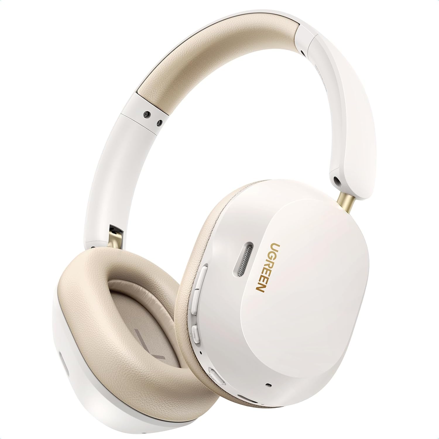UGREEN Bluetoothワイヤレスヘッドホン - ウルトラノイズキャンセリング・ハイレゾ音質・75時間再生・マルチポイント対応・外音取り込み機能付き・白