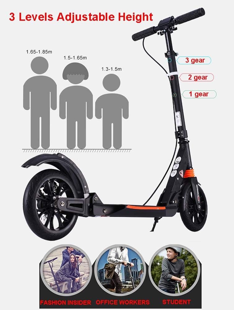 大人用折りたたみキックボード ブラック - ディスクブレーキ・調整可能・150kg耐荷重