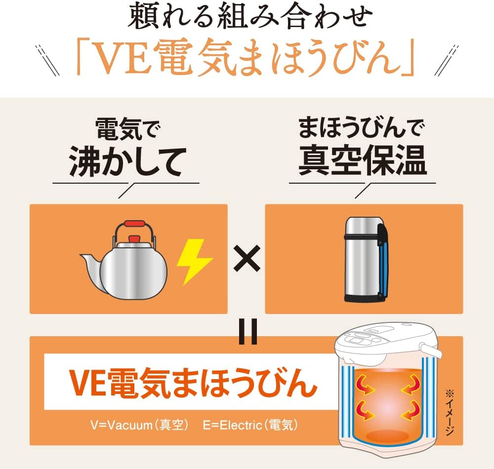 象印 マホービン 省エネ型 電気ポット 2.2L VE電気まほうびん ブラウン