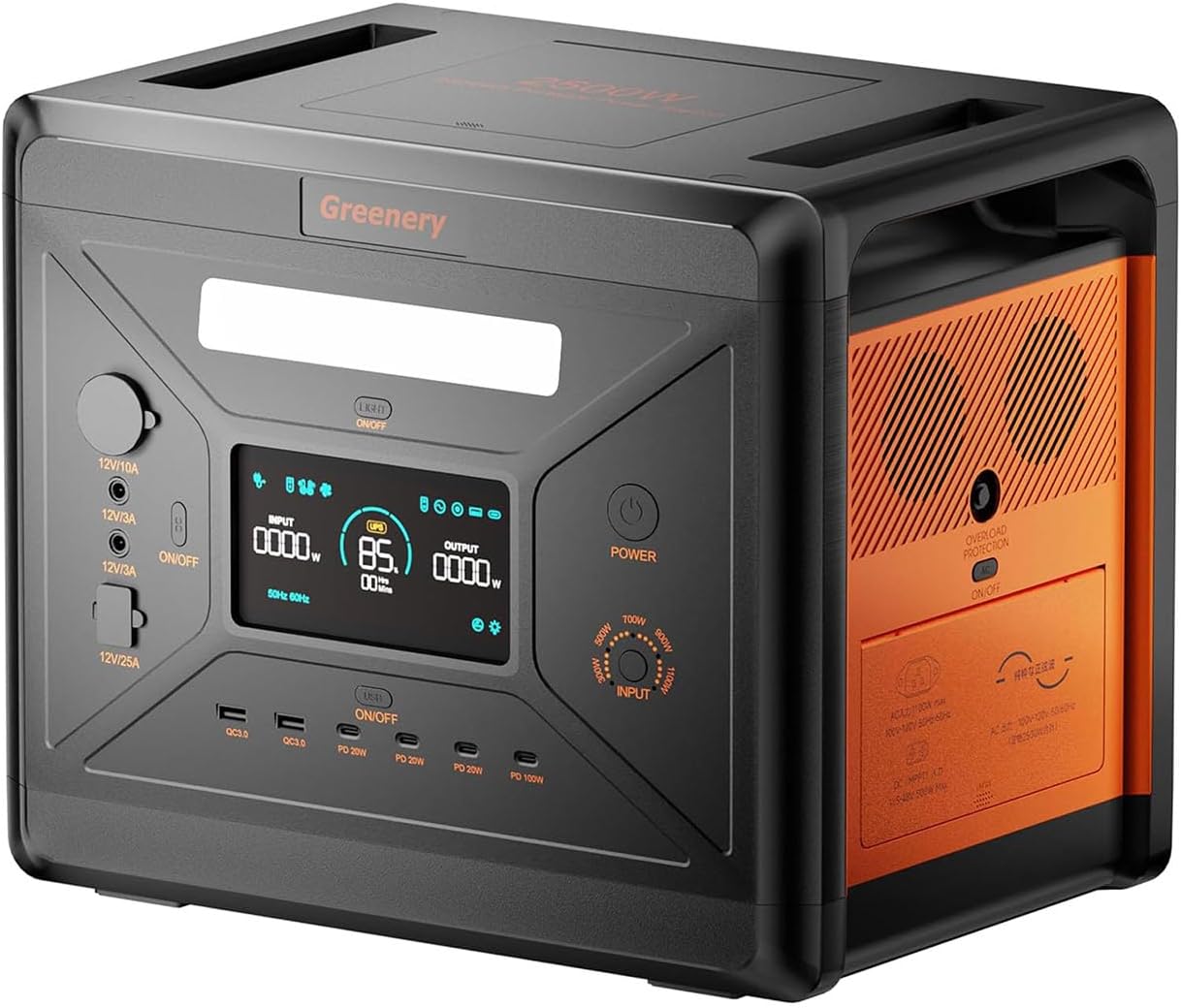 ポータブル電源 Greenery G2500 大容量2304Wh/720000mAh 蓄電池 静音設計 キャンプ・防災用
