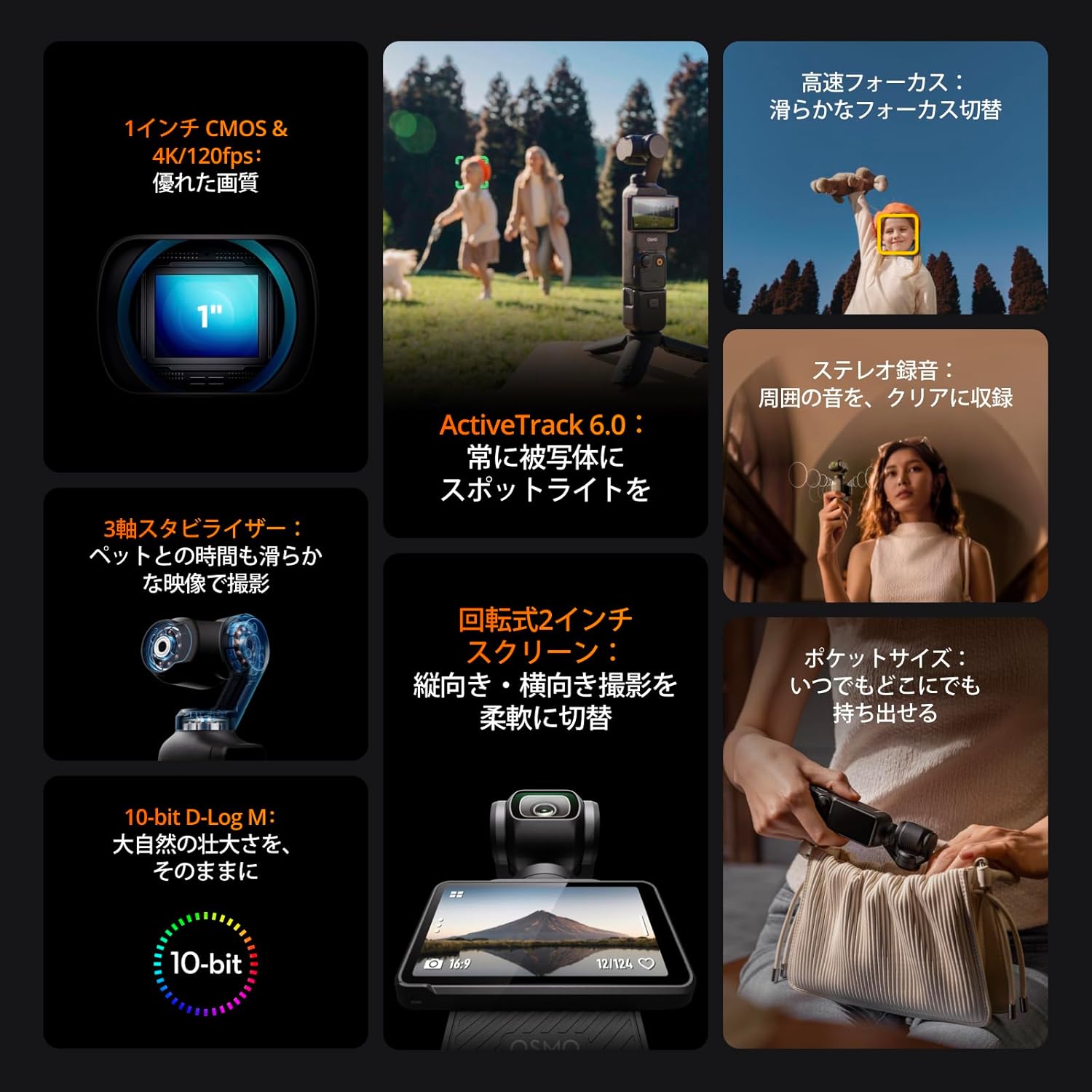 Osmo Pocket 3 クリエイターコンボ 4K 120fps 動画対応 3軸スタビライザー アクションカメラ