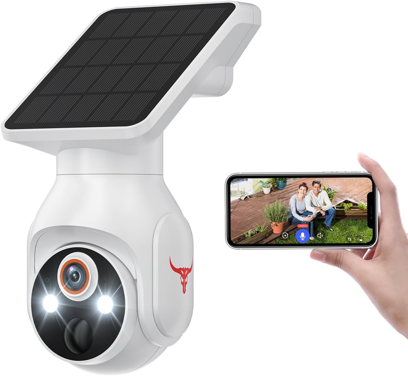 ソーラー式4K防犯カメラ 一体型フルワイヤレス 360°広角撮影 IP65防水・防塵