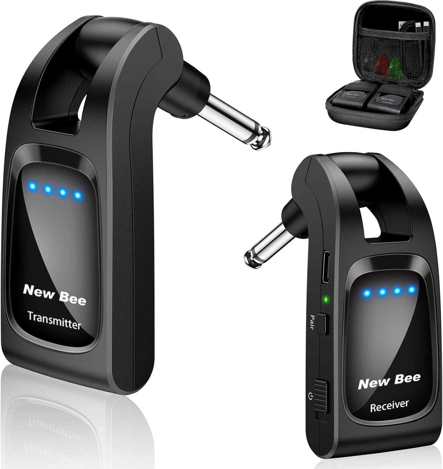 ワイヤレスギター送受信機（ベース・エレキ用）USB-C充電対応 軽量コンパクト ブラック