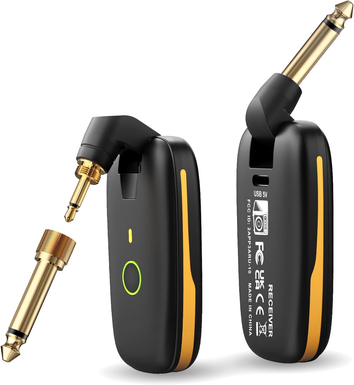 ギター・ベース用 ワイヤレス送信機受信機セット 充電式 7チャンネル 自動ペアリング 6.35mm/3.5mmプラグ