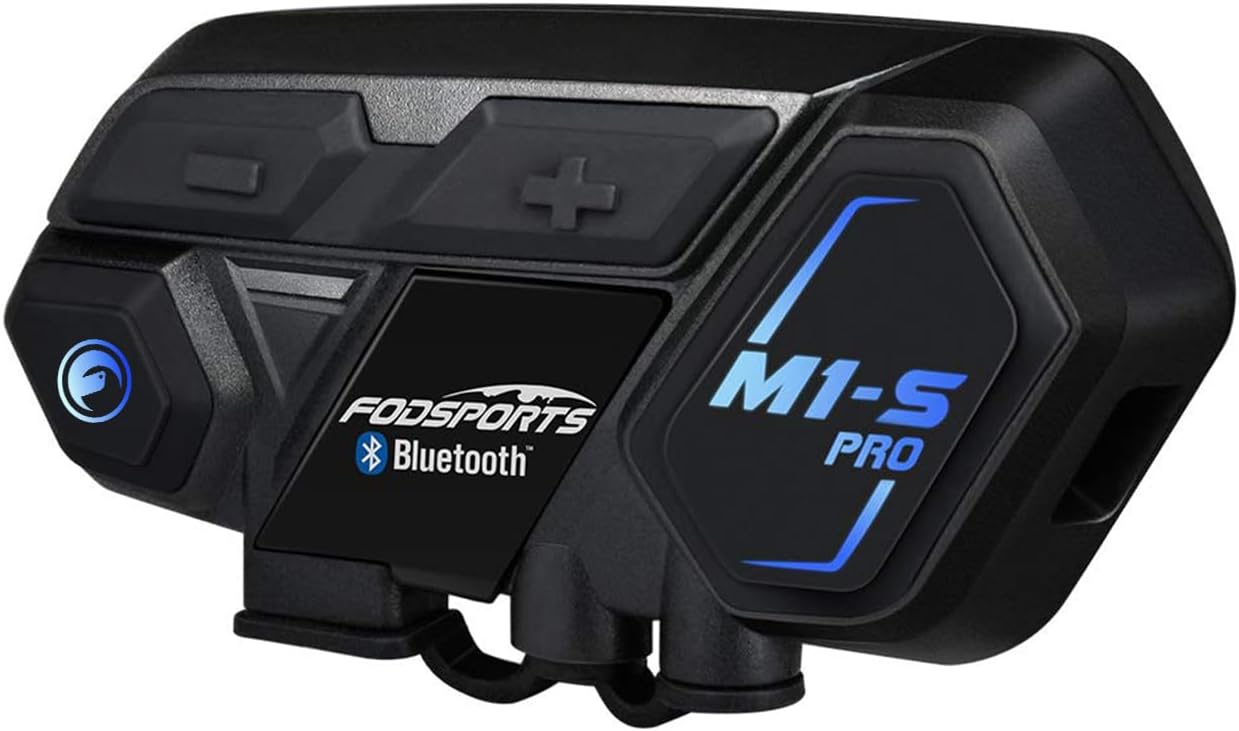 バイク用インカム M1-S Pro 最大8人通話 Bluetooth 防水 HI-FI音質 日本語音声案内 20時間バッテリー(1台セット)