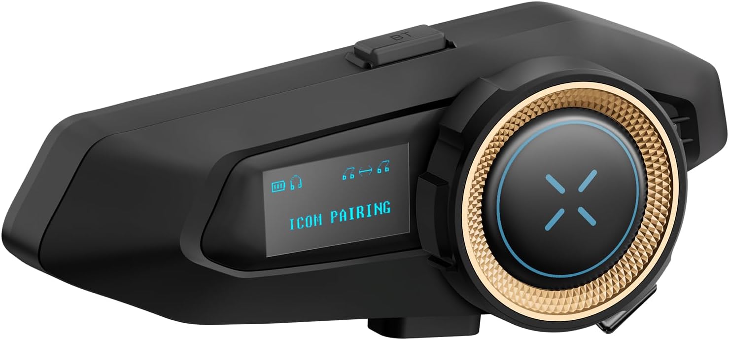 バイク用インカム Bluetooth 5.3 最大10人同時通話 2000m通話距離 防水 日本語・英語音声案内 ブラック