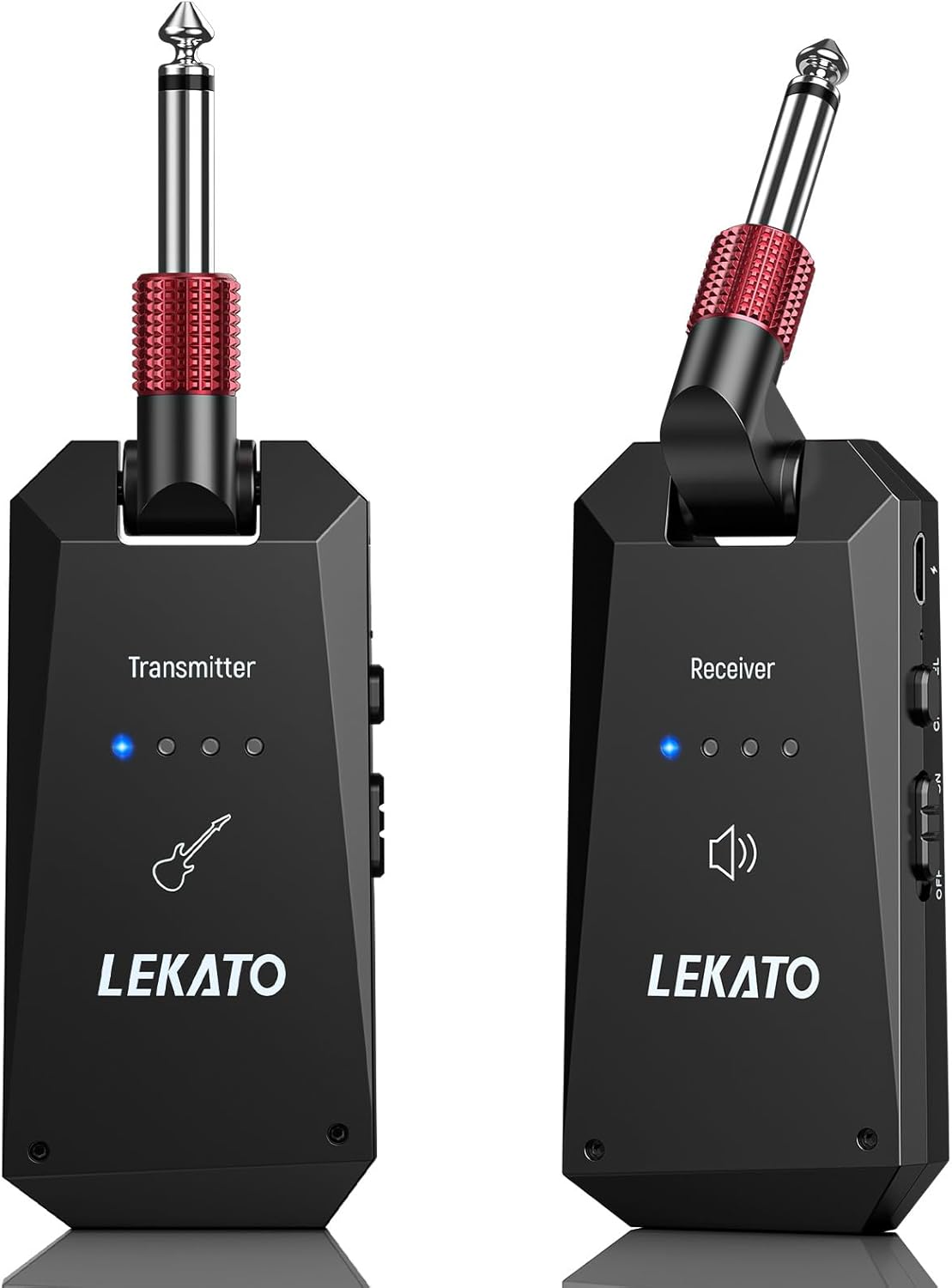 ワイヤレスギター送受信機 - 充電式小型エレキギターアンプ (ブラック)