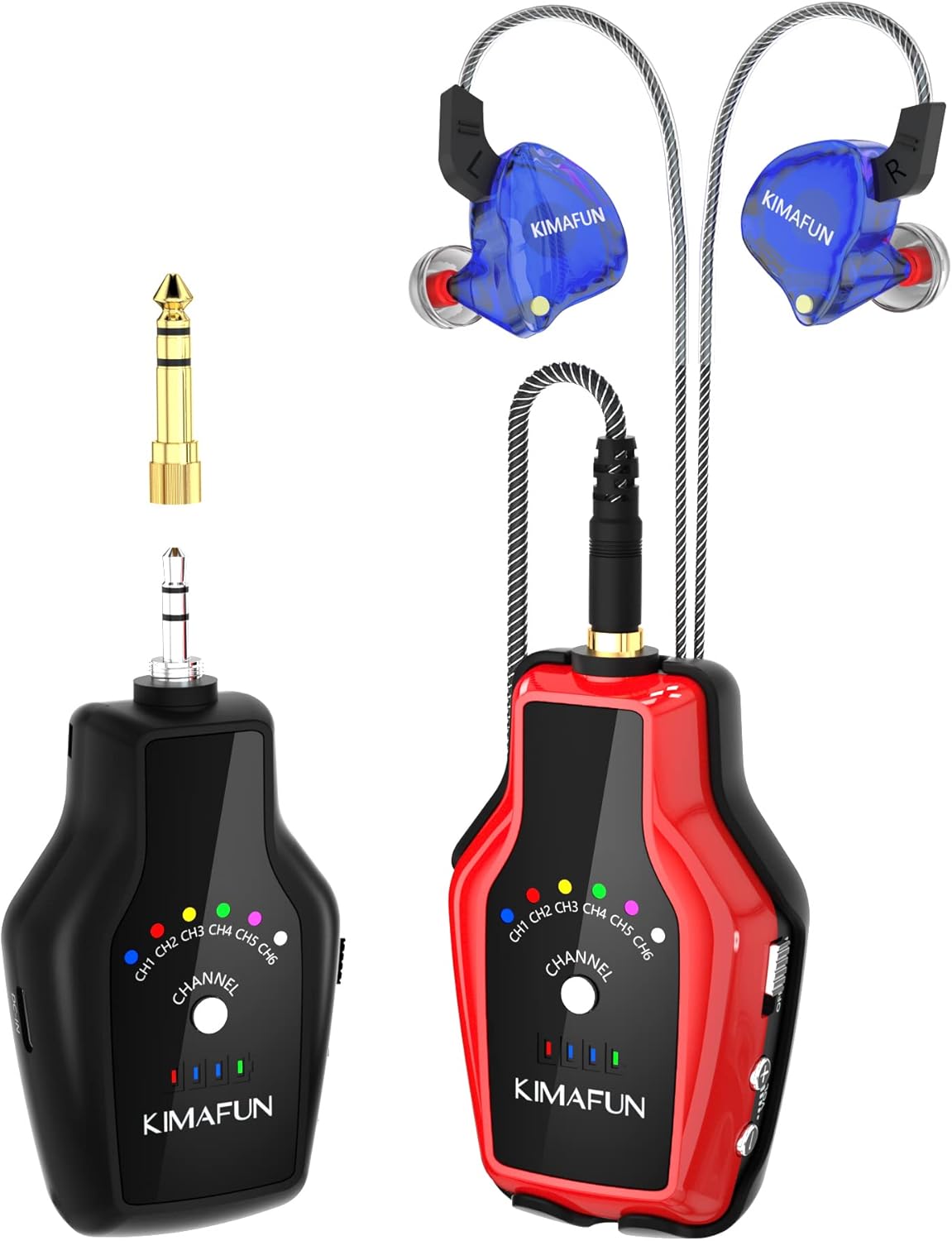 KIMAFUN 2.4GHz ワイヤレス インイヤーモニターシステム 充電式送信機・受信機・イヤフォン付き