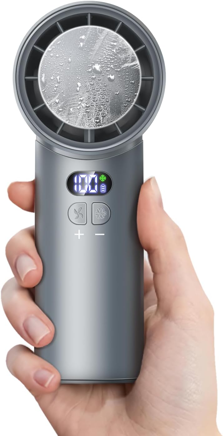 父の日ギフト 3in1冷却プレート付き携帯扇風機 USB充電式 超高速大風量 (グレー)