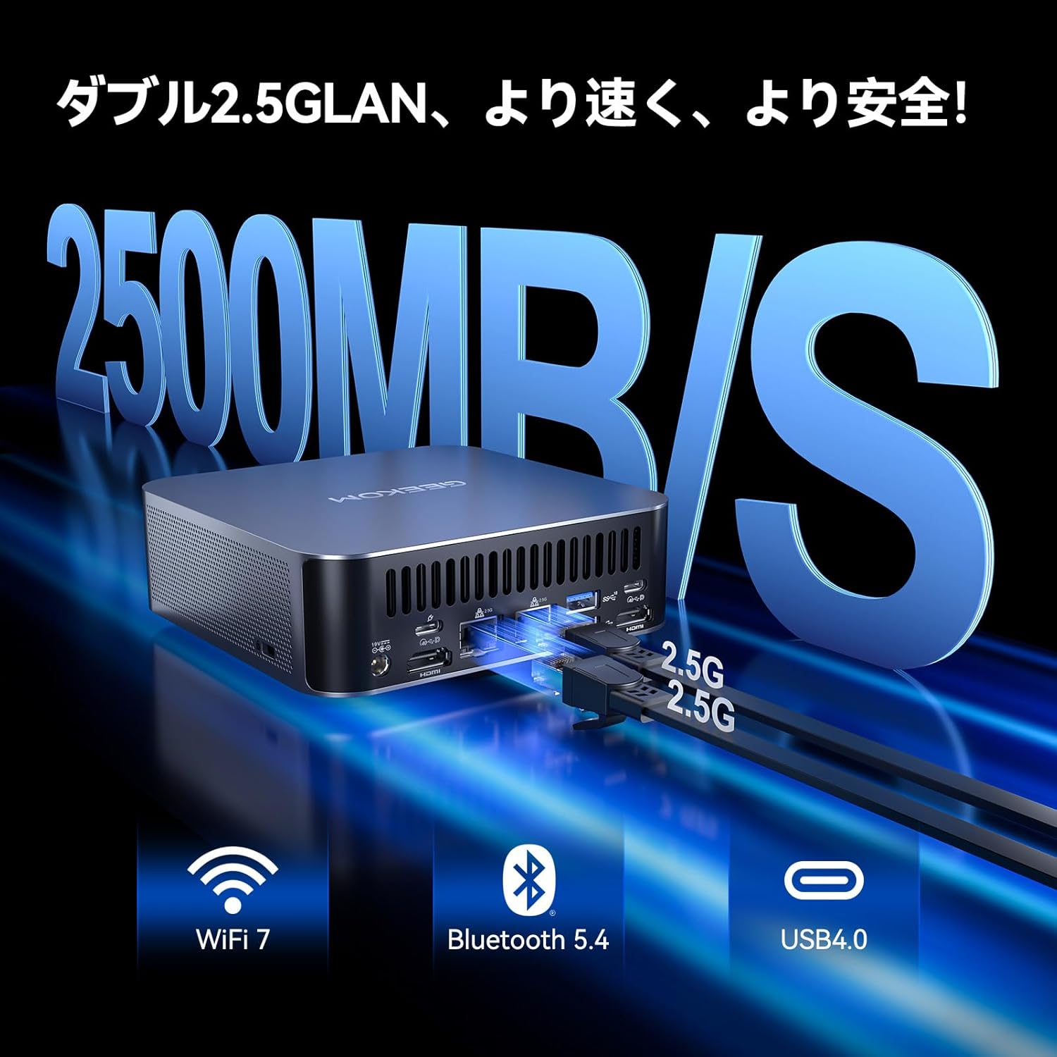 GEEKOM AIミニPC GT1 Mega インテルCore U9-185H 16コア 32GB DDR5 2TB SSD Windows11 Pro 4画面出力最大8K