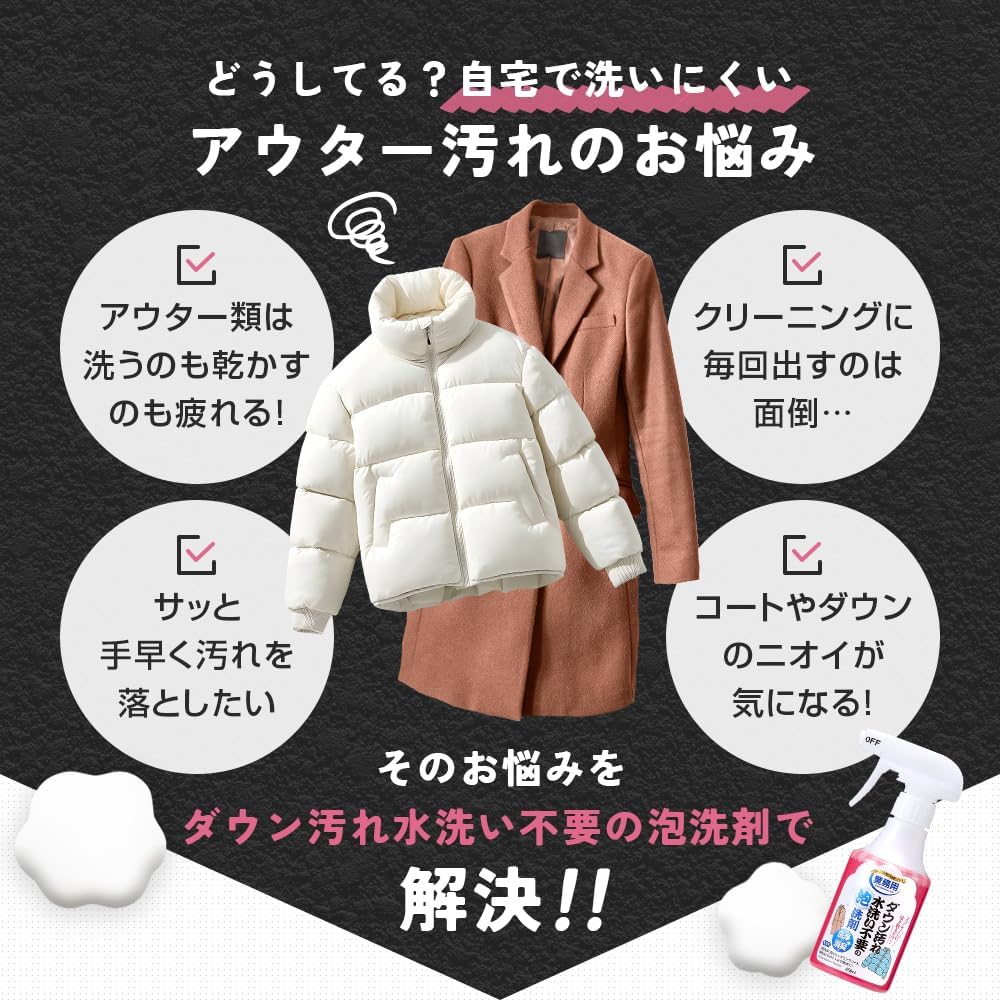ダウン洗剤 スプレータイプ 250ml 日本製 業務用 消臭・汚れ落とし