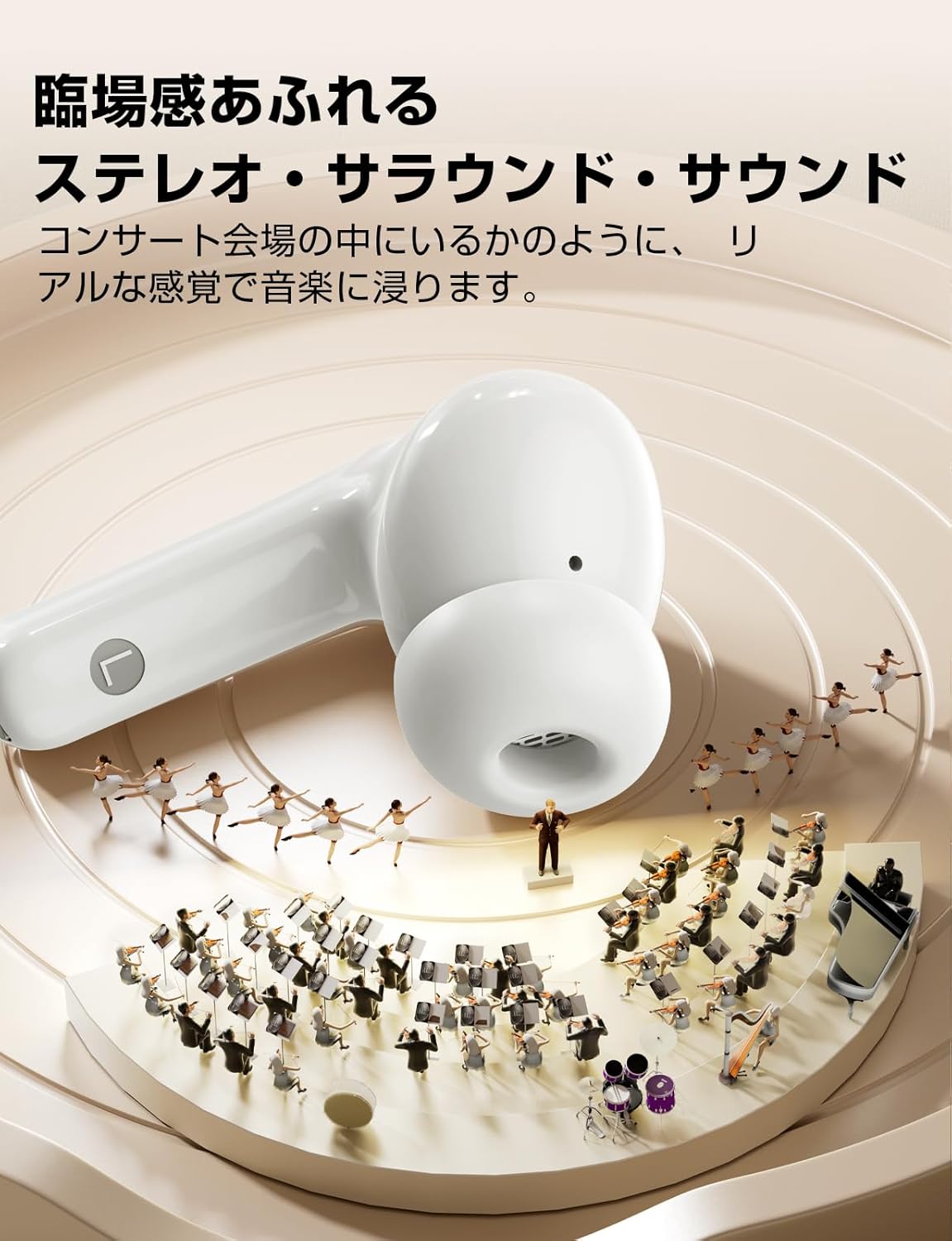 Bluetoothワイヤレスイヤホン 48時間再生 IPX7防水 Hi-Fi音質 Type-C急速充電 (ホワイト)