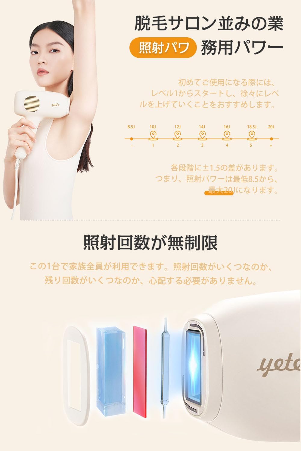 母の日・誕生日向け IPL光脱毛器 冷感無痛 VIO対応 男女兼用 PSE安全認証