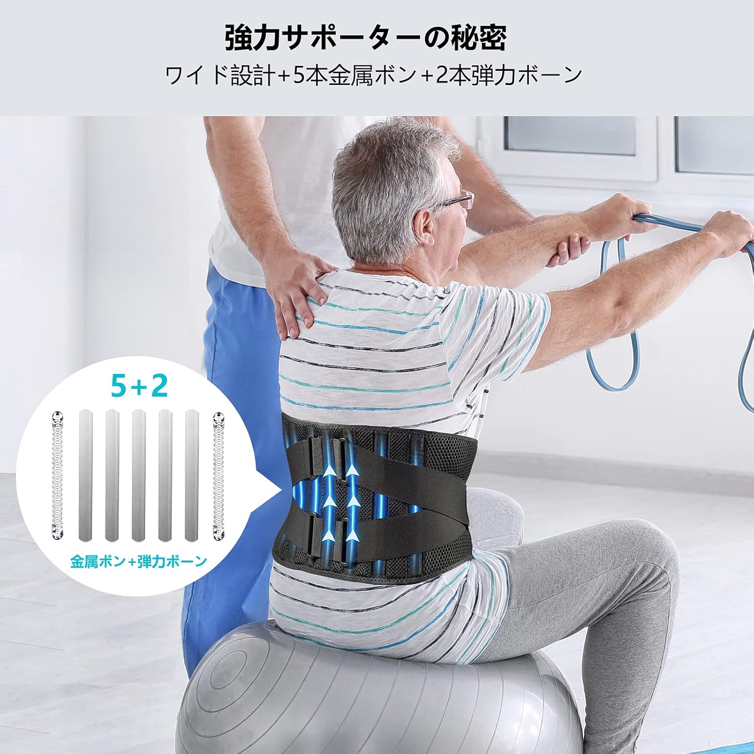 腰サポーター Mサイズ【整復師設計】通気性・軽量・ダブルサポート 男女兼用