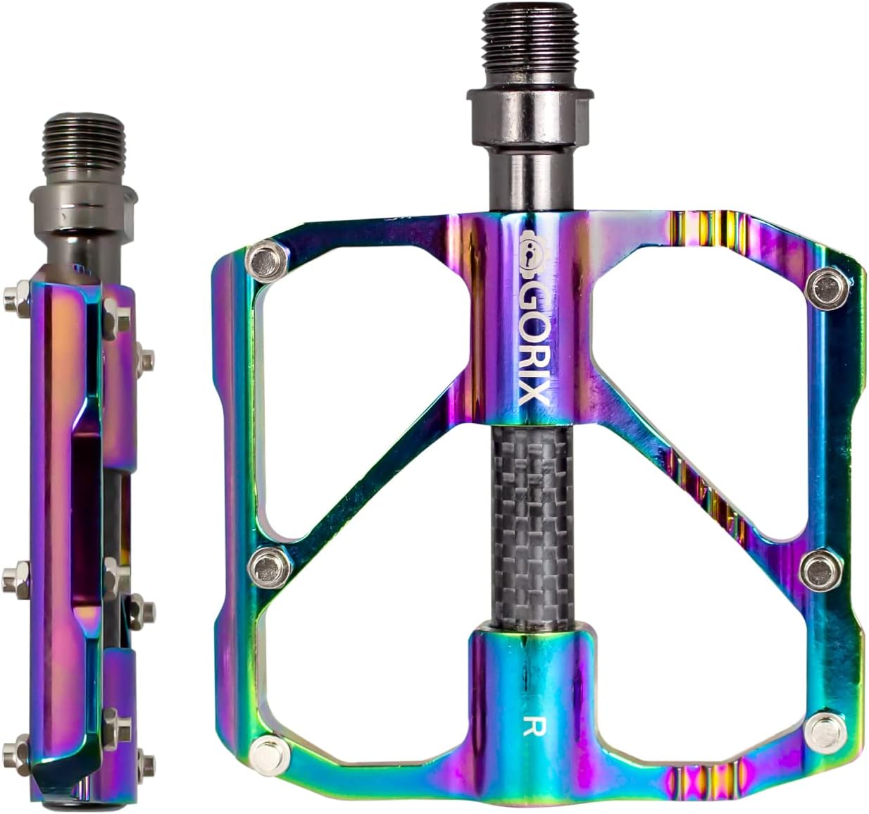 ロードバイク・クロスバイク用軽量フラットペダル アルミ製 滑り止めピン GX-FX61