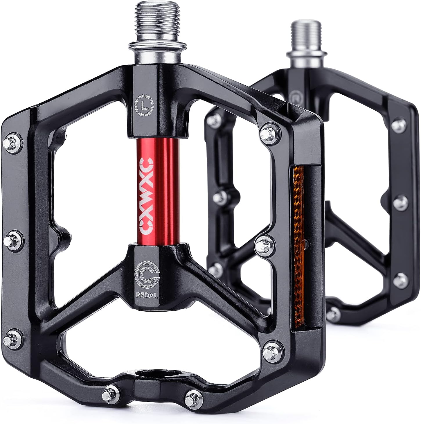 アルミ製フラットペダル 自転車用 リフレクター付き（ロードバイク・MTB・クロスバイク対応）