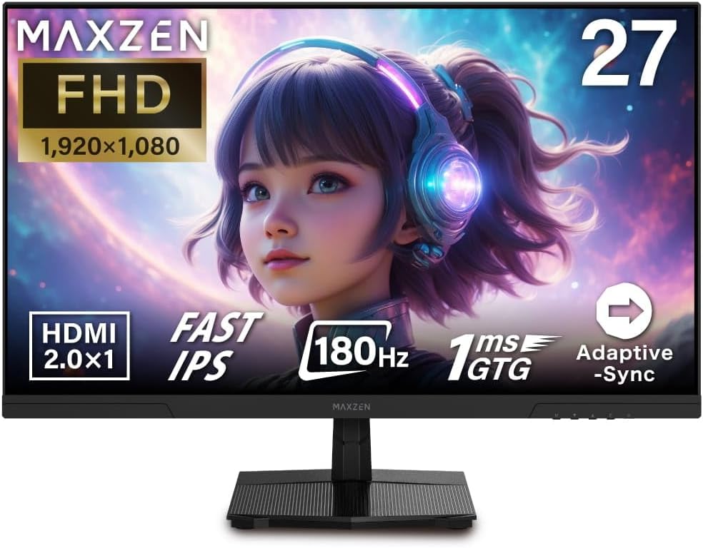 ゲーミングモニター 27インチ 180Hz FHD 1ms Adaptive-Sync ブラック