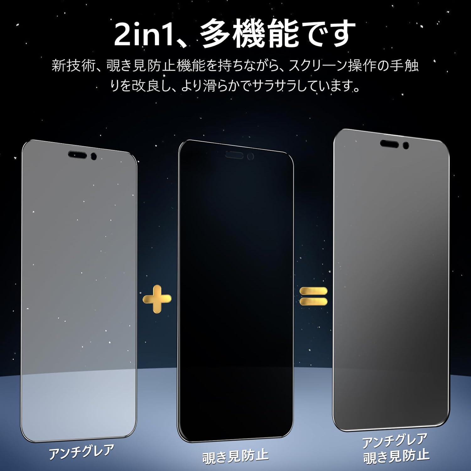 iPhone 16 Pro用アンチグレア覗き見防止ガラスフィルム【1枚】