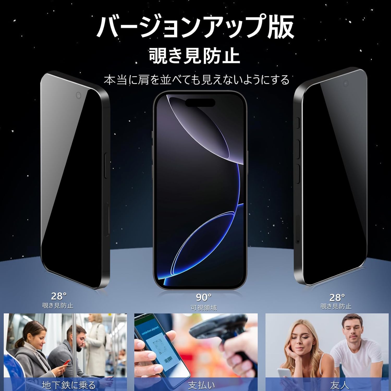 iPhone 16 Pro用アンチグレア覗き見防止ガラスフィルム【1枚】