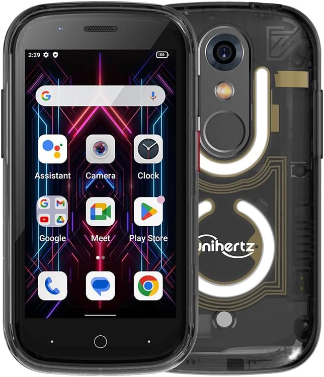 透明デザインのUnihertz Jelly Star Android 13スマートフォン（黒・最小サイズ）