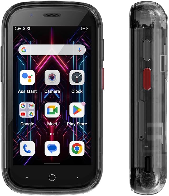 透明デザインのUnihertz Jelly Star Android 13スマートフォン（黒・最小サイズ）