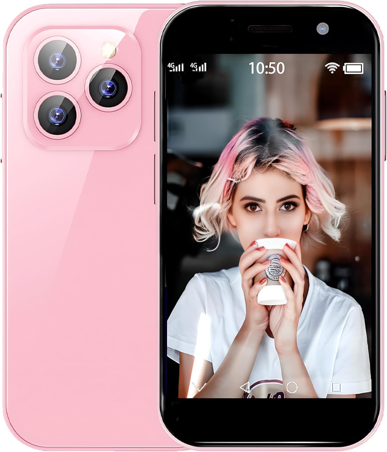 デュアルSIM対応ミニ4Gスマートフォン 3インチ Android GPS搭載 (ピンク)