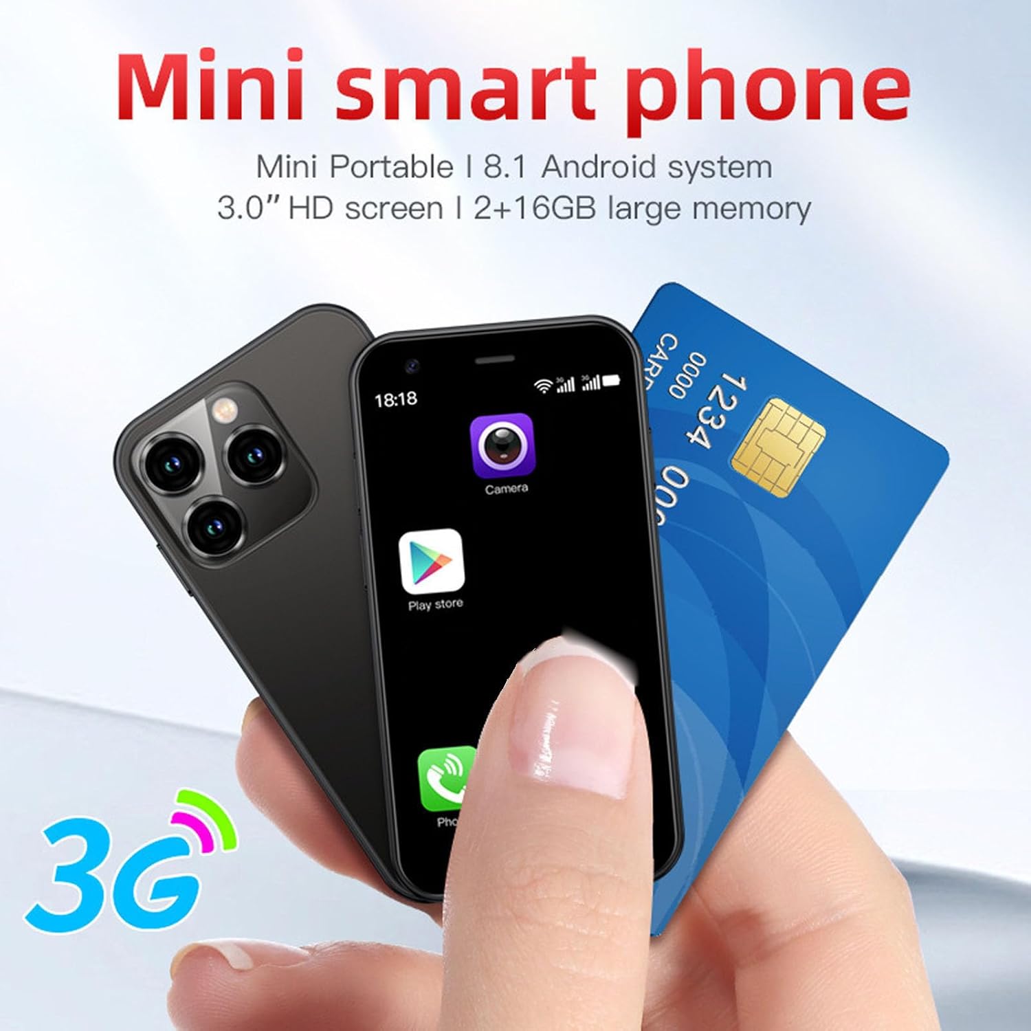 3インチミニスマートフォン SOYES XS15 Android 8.1 デュアルSIM デュアルスタンバイ (オーシャンブルー)