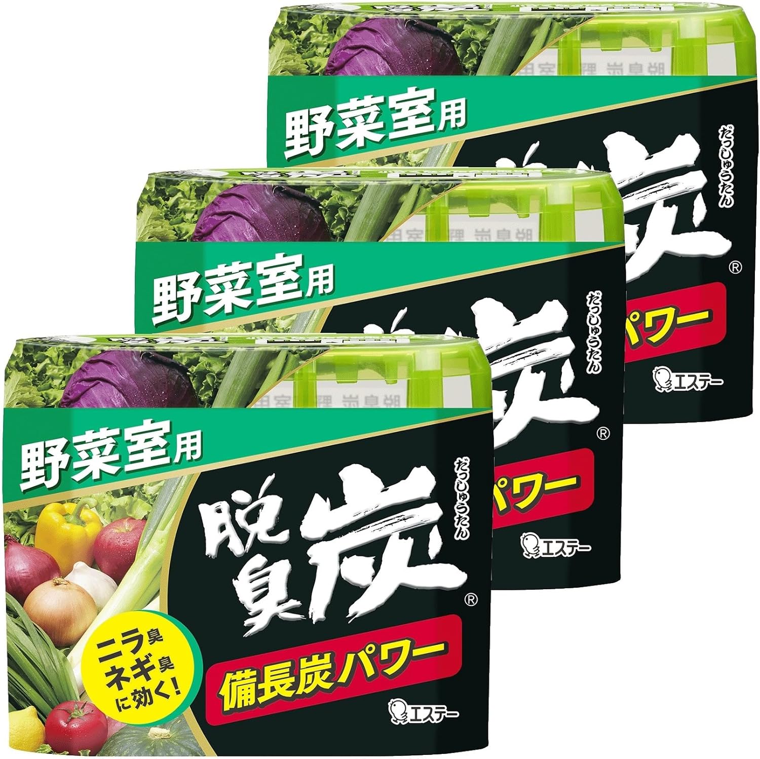 冷蔵庫用脱臭剤 備長炭パワー 142g×3個セット (ニラ・ネギ対応)