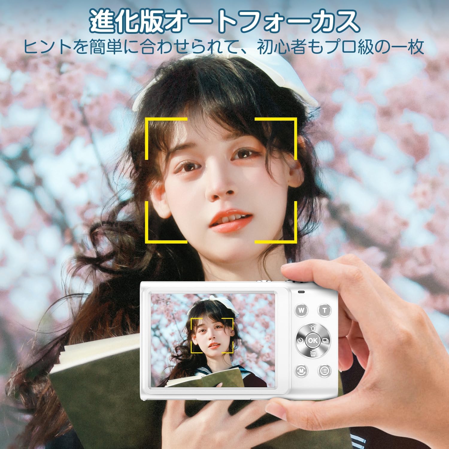 初心者向け 4Kデジタルカメラ 4800万画素 コンパクト オートフォーカス 自撮り Vlog対応 バッテリー2個・32GBカード付