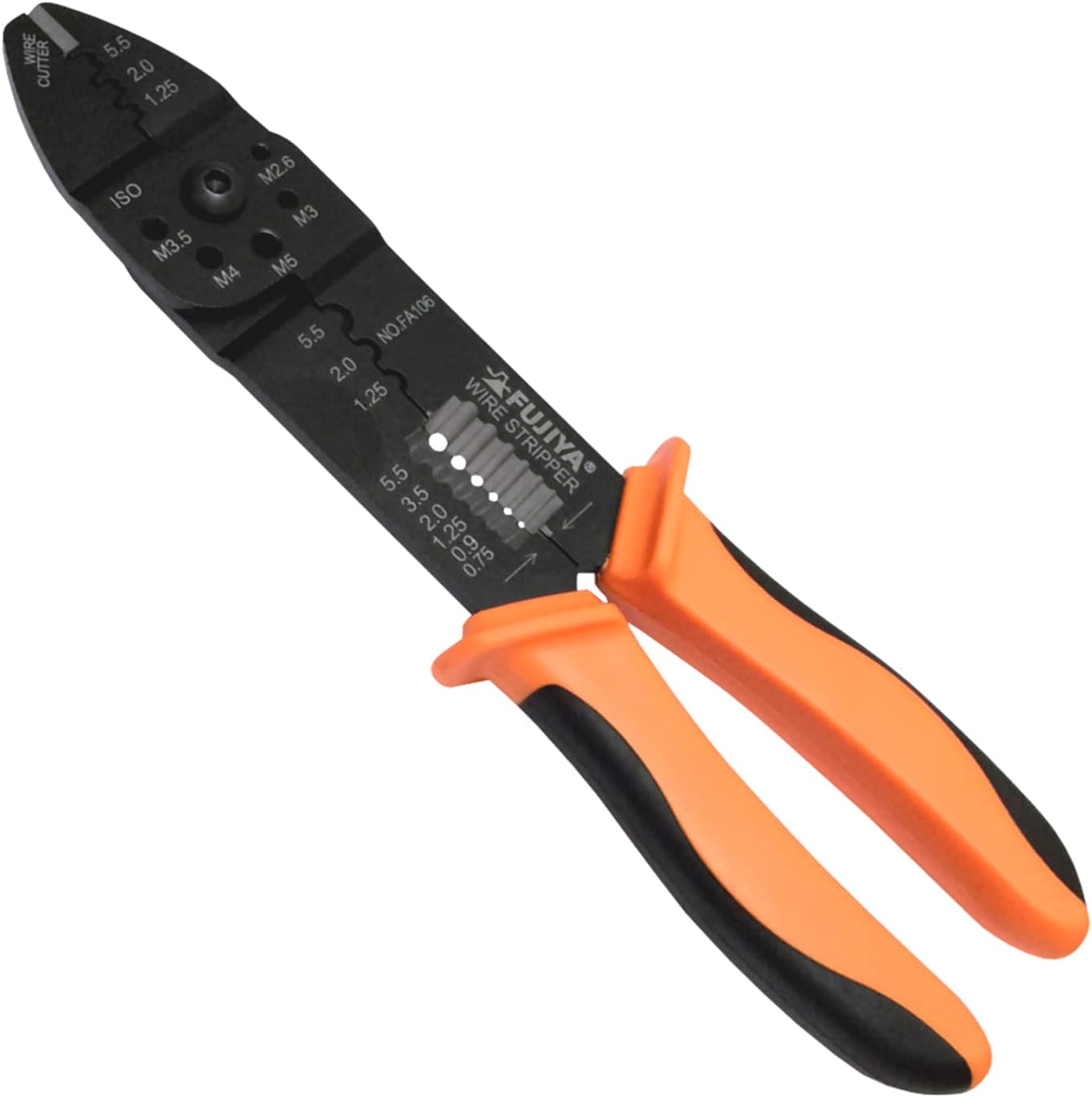 万能電工ペンチ FA106 - 刃部研磨仕様 (ファストン端子・裸圧着端子両用)