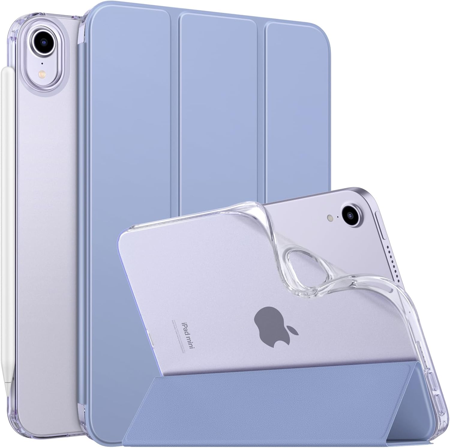 iPad Mini 第7/6世代用 高級PUレザーケース 薄型スタンドカバー Lavender