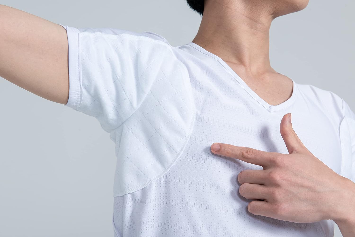 大汗さん用 脇汗パッド付き メンズ 汗取りインナー メッシュ