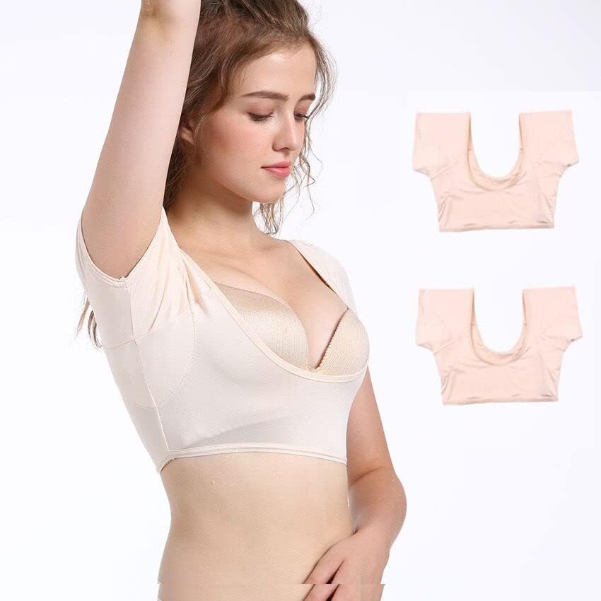 レディース 脇汗パッド付きインナーシャツ 2枚セット 夏用