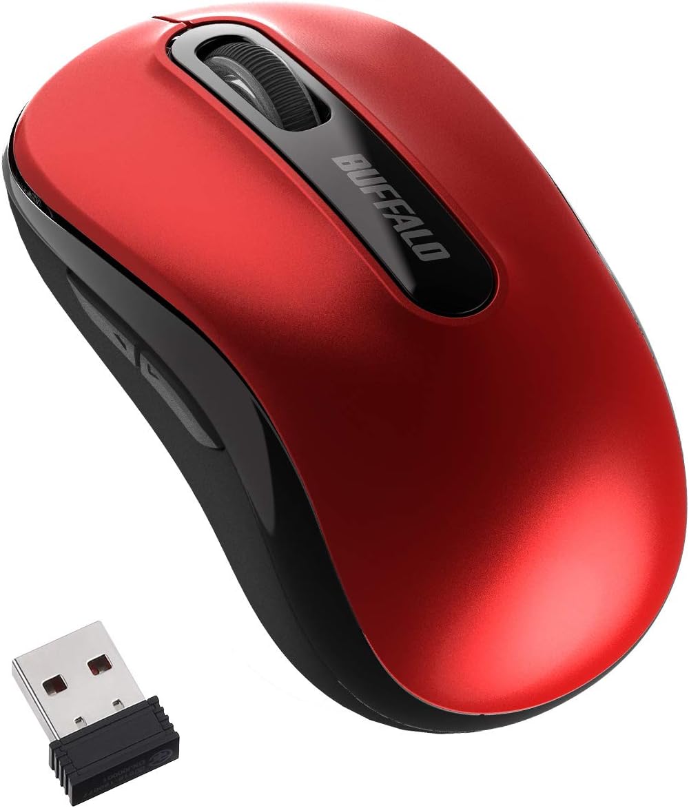 バッファロー 無線マウス 小型軽量 5ボタン 節電 最大584日使用可能 Red BSMBW315RD