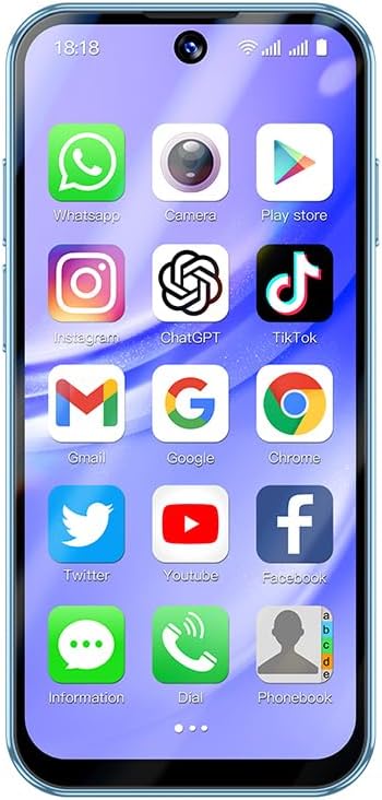 3.88インチ 4Gスマートフォン Android 12 デュアルSIM 顔認識 GPS ロック解除 (青, 32GB, 3GB)